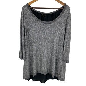 Torrid 3/4 Sleeve Round Neck Chiffon Back with Lace Up Detail Tunic Size 3X